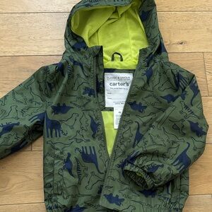 Carter's Olive Dinosaur Print Raincoat